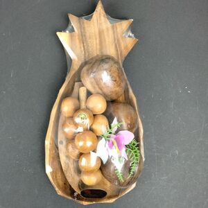 Wood Fruit With Tray Carved‎ Brown Grapes Banana Still Sealed Decor Kitchen